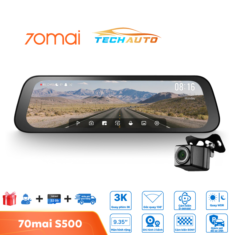 Camera Hành Trình Gương 70Mai S500