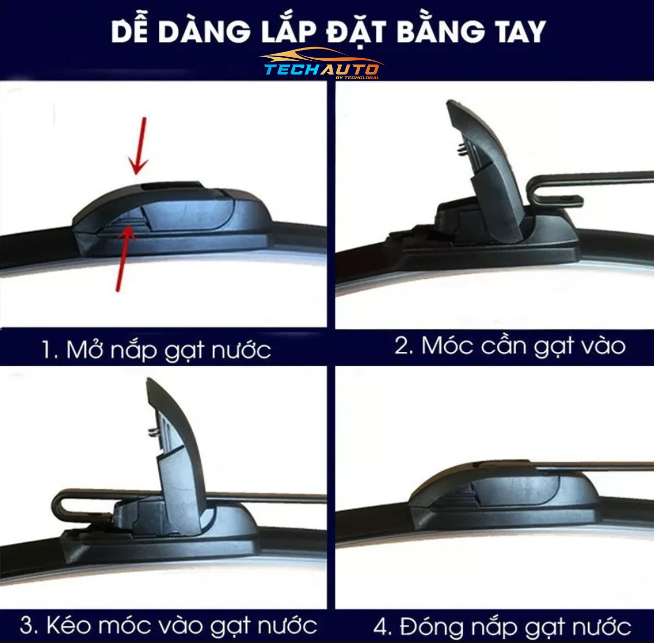 Hướng dẫn lắp đặt gạt mưa Bosch Advantage Xương Sắt