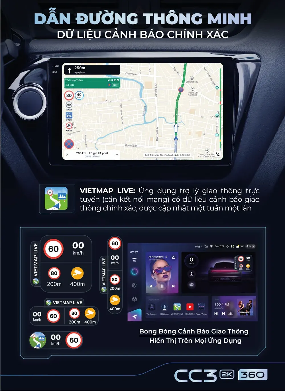 Màn Hình Android Teyes CC3 2K Dẫn đường thông minh