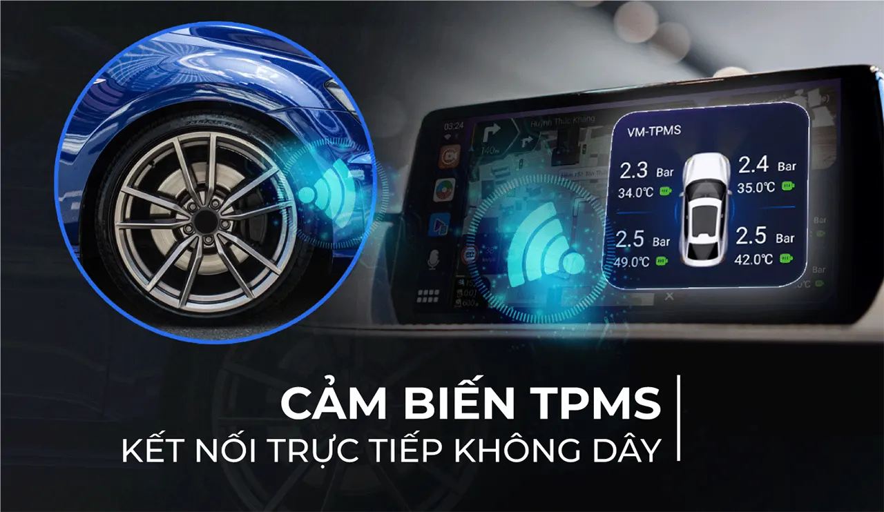 Kết Nối Cảm Biến Áp Suất Lốp Bluetooth TPMS Không Dây