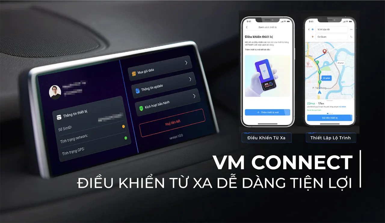 Ứng dụng VM CONNECT cho phép người dùng điều khiển VIETMAP BS10 từ xa thông qua điện thoại thông minh