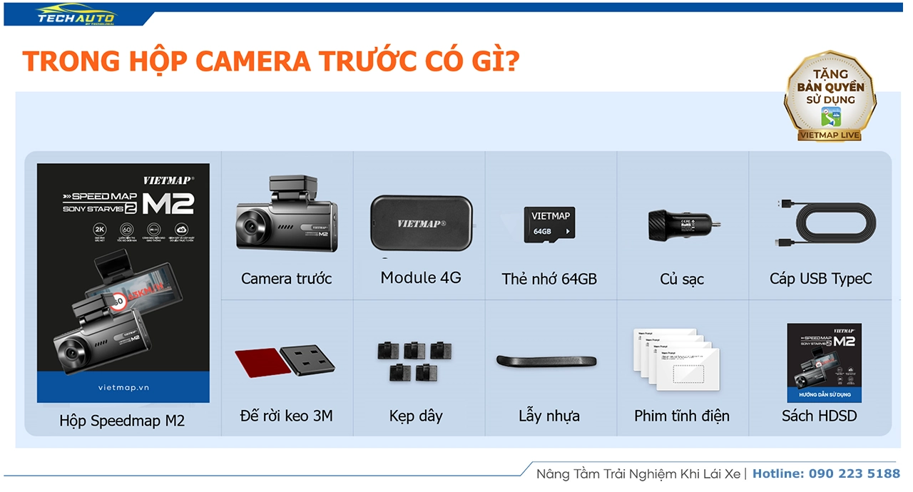 Bên trong hộp camera hành trình SpeedMap M2 có những gì?